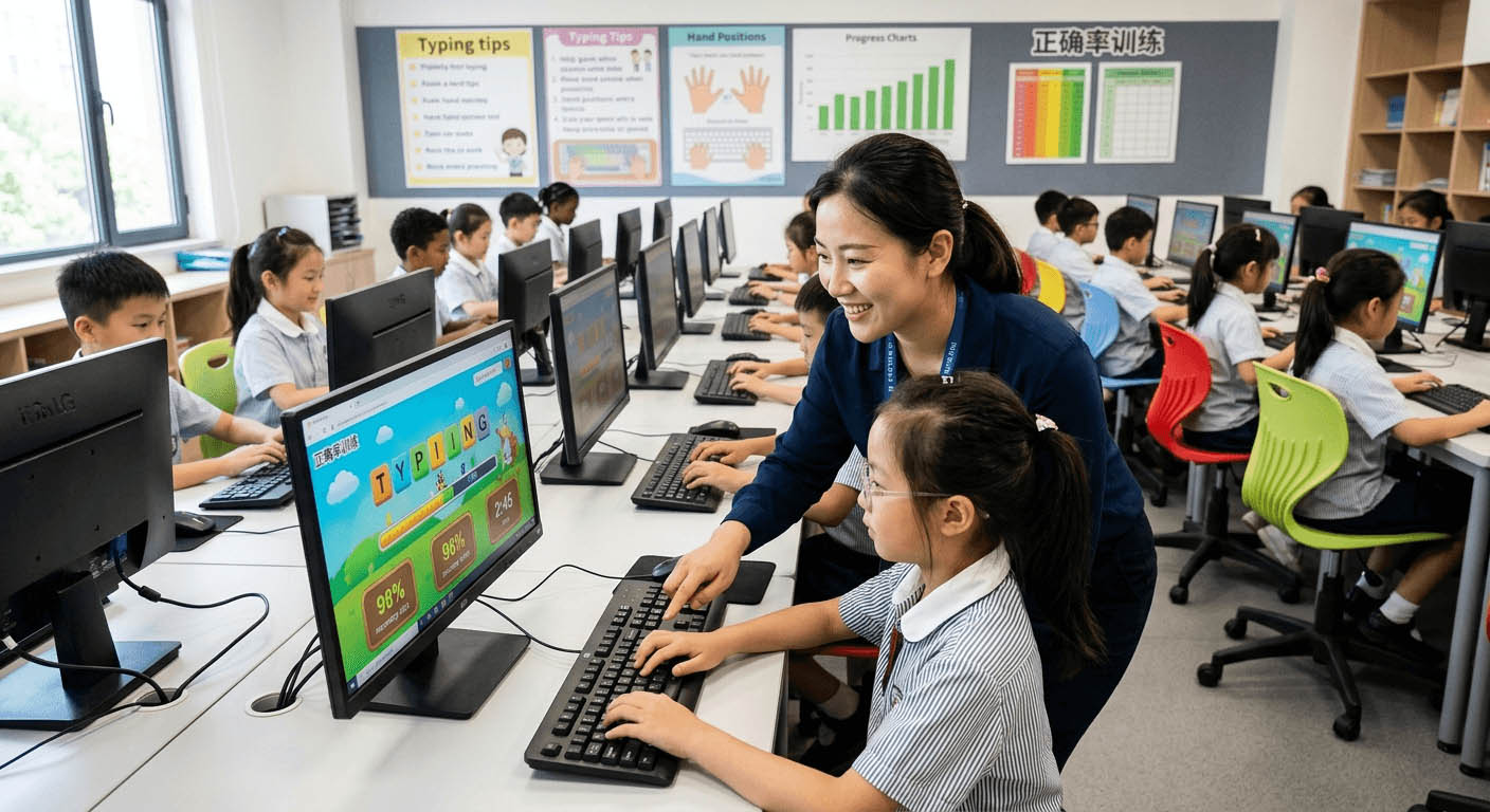 老師帶學生做打字練習的完整方法，從初學測試到正確率訓練